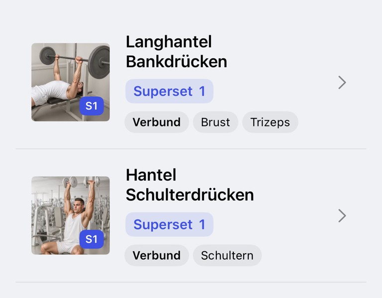 Zwei Übungen als Supersatz 1 gruppiert