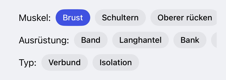 Filter der Übungsliste