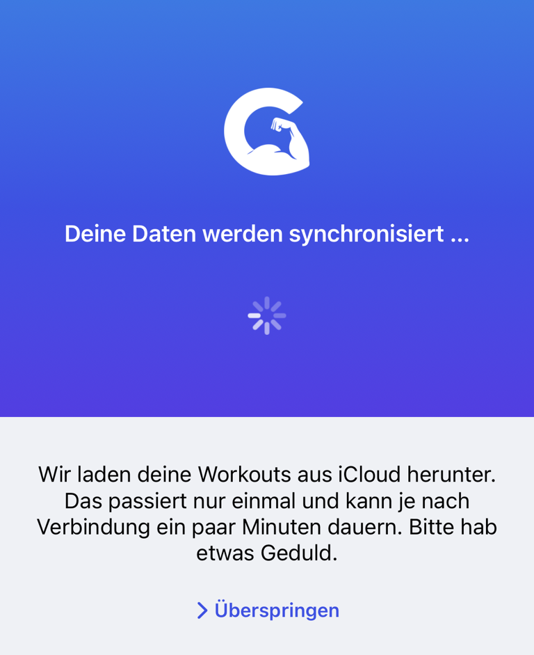 Erster iCloud-Download mit der Option „Überspringen“