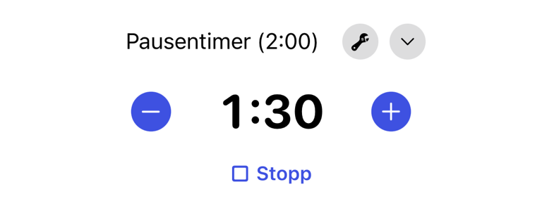 Aktive Pausentimer-Karte während eines Workouts