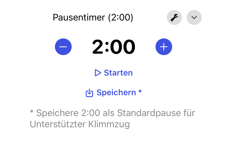 Die aktuelle Dauer als übungsspezifische Pausenzeit speichern