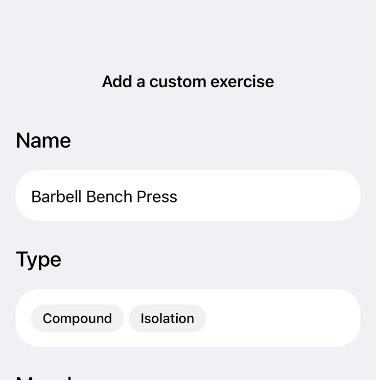 Create custom exercise