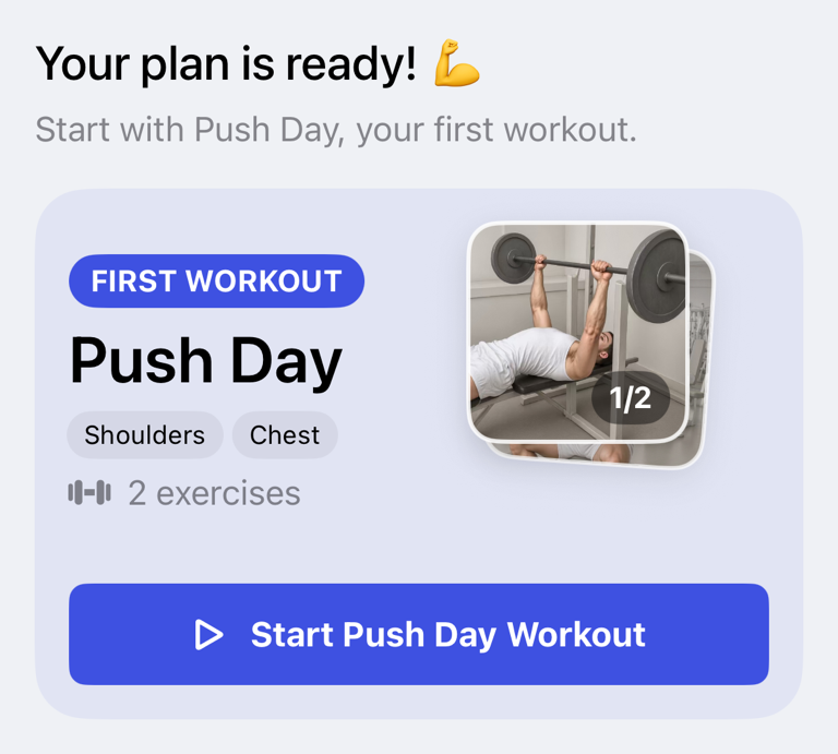 Suggested workout card