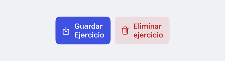 Acciones de guardar y eliminar de un ejercicio personalizado