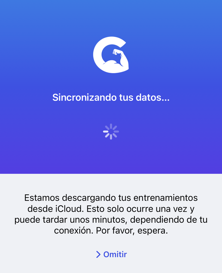 Descarga inicial de iCloud con la opción Omitir