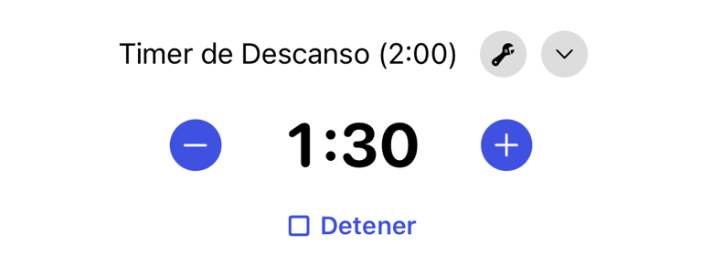 Tarjeta del temporizador de descanso activo durante un entrenamiento