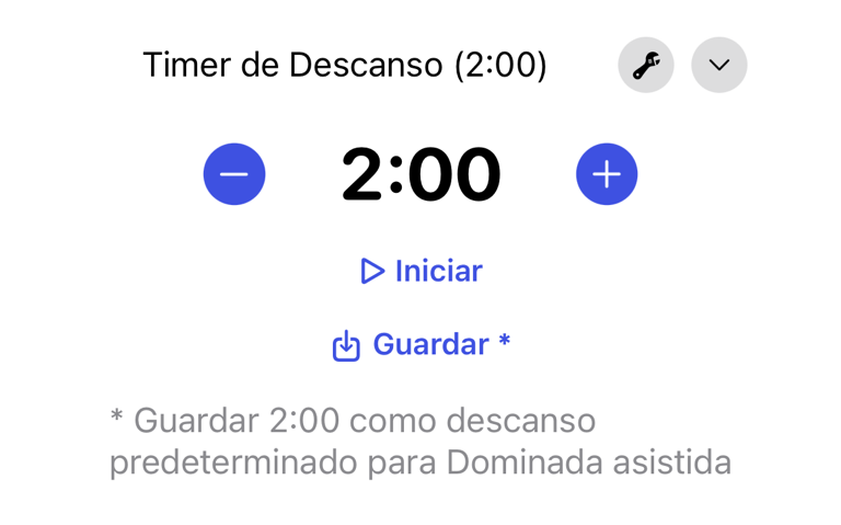 Guardar la duración actual como tiempo de descanso específico del ejercicio