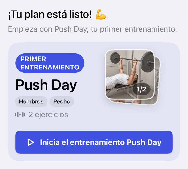 Tarjeta de entrenamiento sugerido