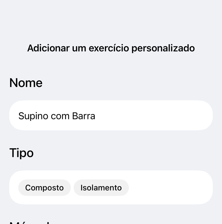 Criar exercício personalizado