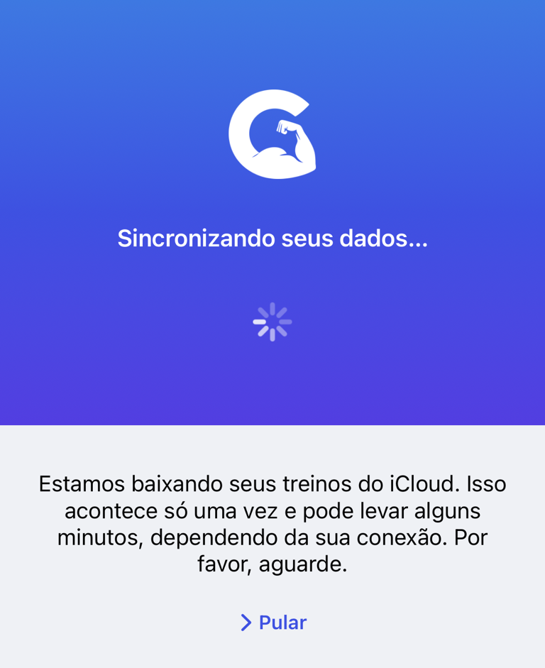 Download inicial do iCloud com a opção Pular