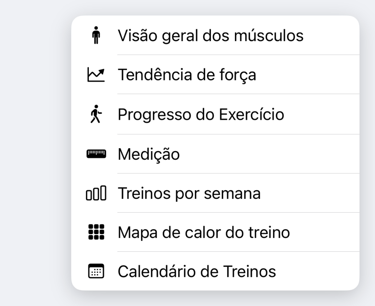 Menu Adicionar seção com as seções disponíveis no Insights