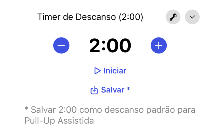Salvar a duração atual como tempo de descanso específico do exercício
