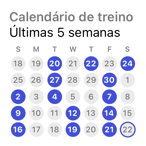 Widget de Calendário de treino